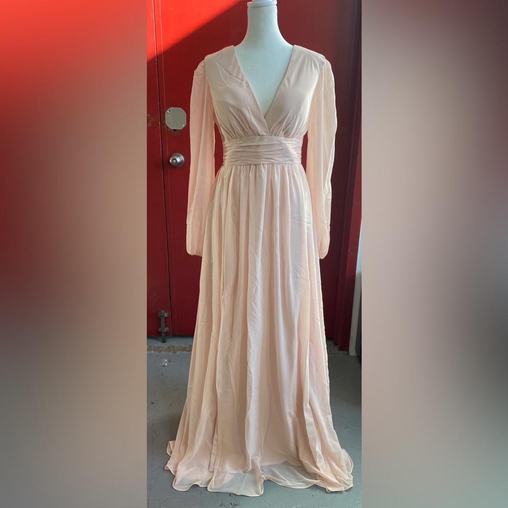 Elegant Cream Long Sleeve Dress